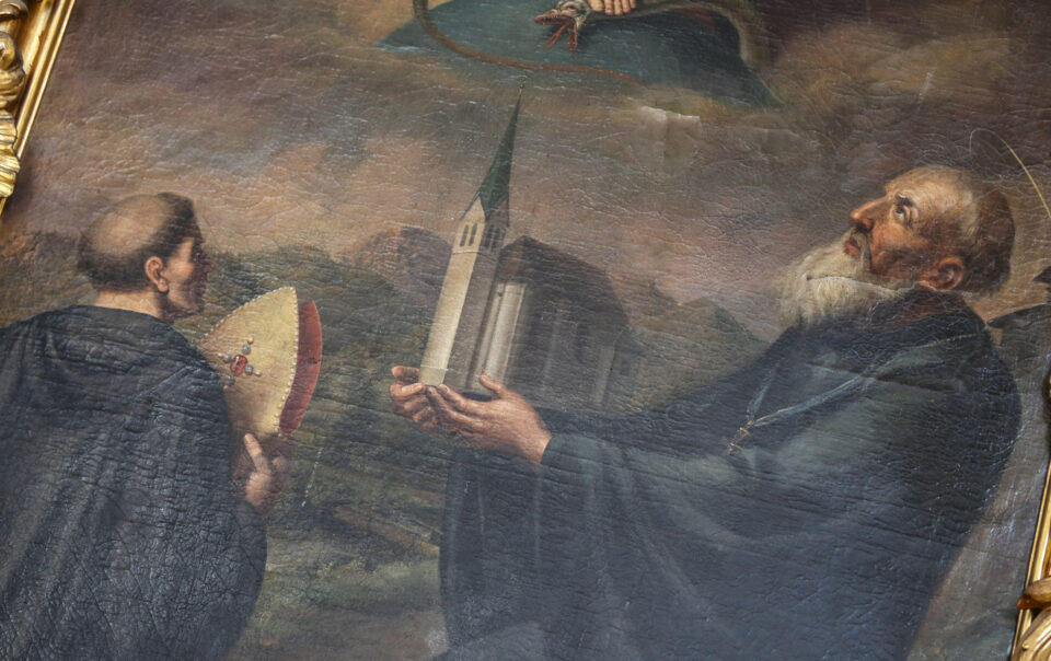 Die Eremiten Otto und Adalbert auf einem Altarbild in der Pfarrkirche St. Margareth in Bayrischzell