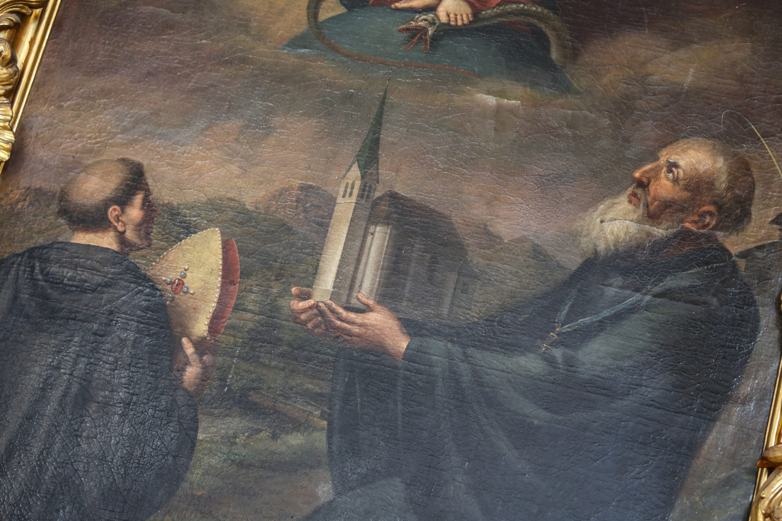 Die Eremiten Otto und Adalbert auf einem Altarbild in der Pfarrkirche St. Margareth in Bayrischzell